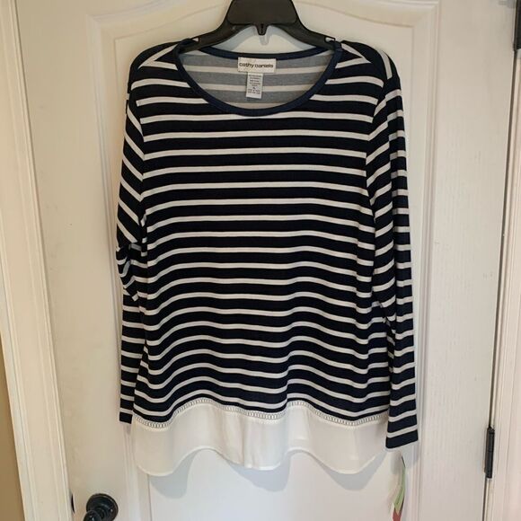 New Cathy Daniels scoop neck navy & white stripe - Picture 1 of 6